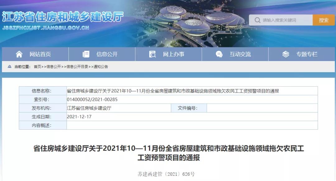 江蘇：通報1232個項目列入全省10-11月份預(yù)警項目！務(wù)必于2022年1月10日前整改到位！